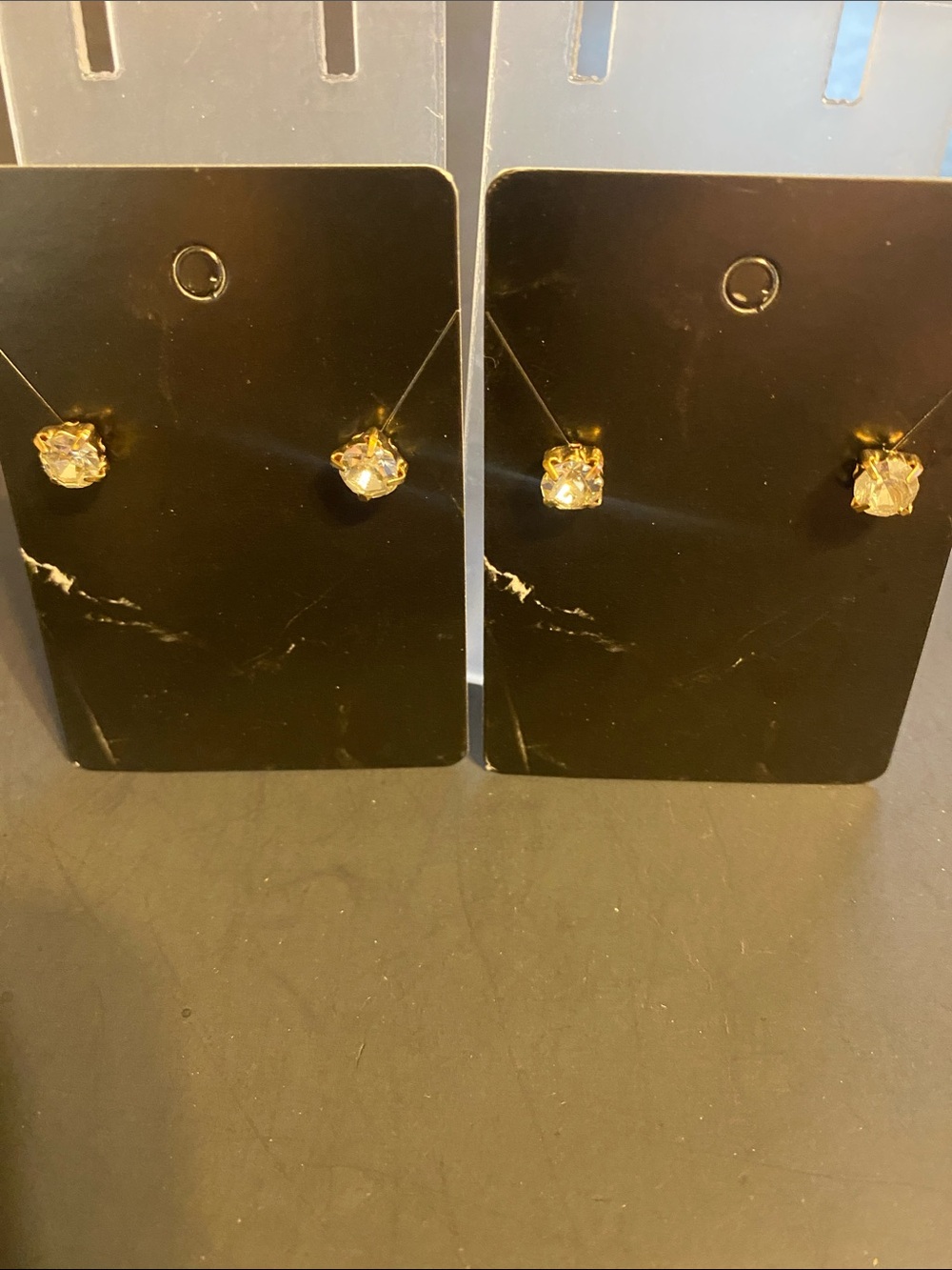 Gold Tone Clear Crystal Stud Earrings - Women Jewelry